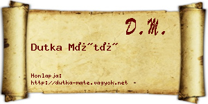 Dutka Máté névjegykártya